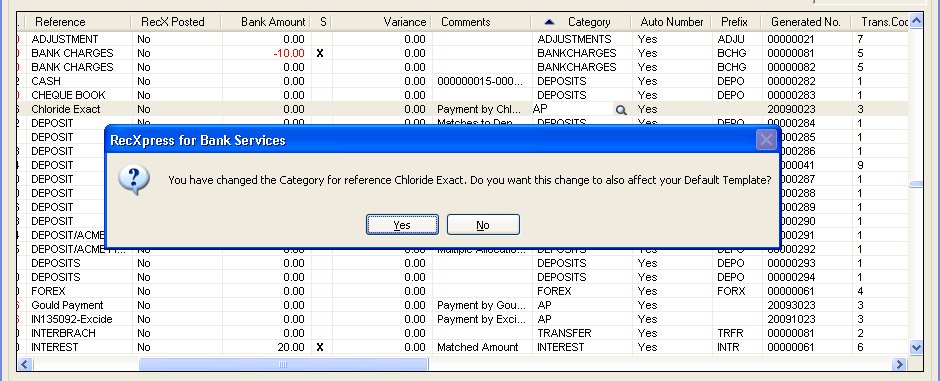 RecXpress Category Maintenance